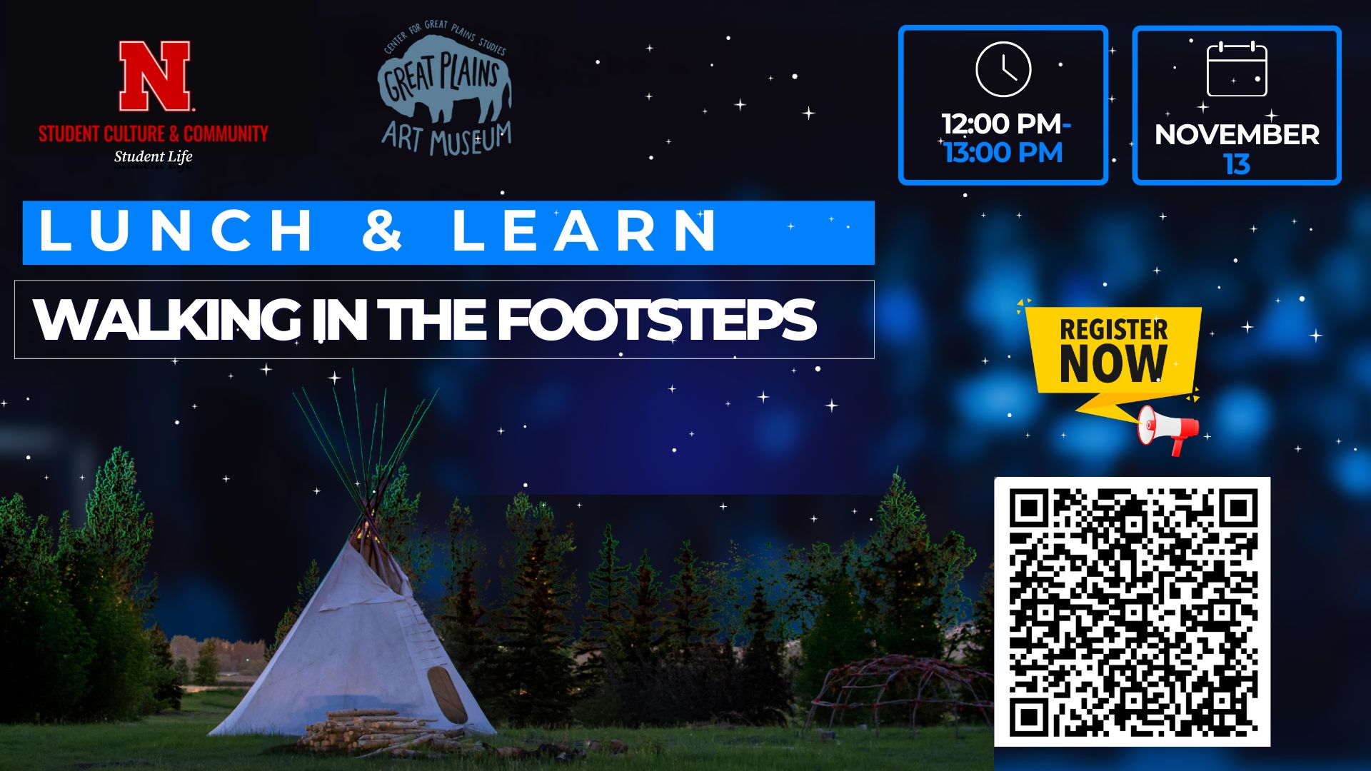 Event banner with the QR code to sign up