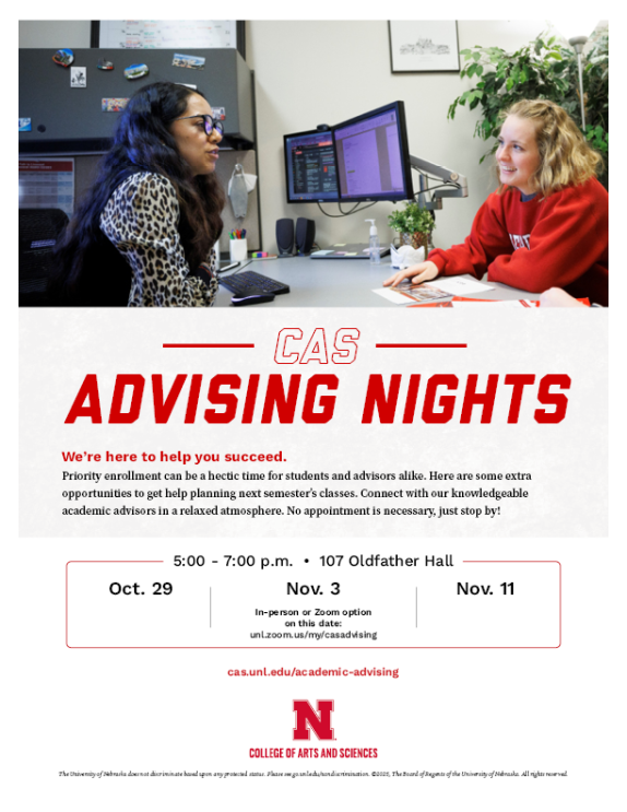 CAS Advising Nights Flyer