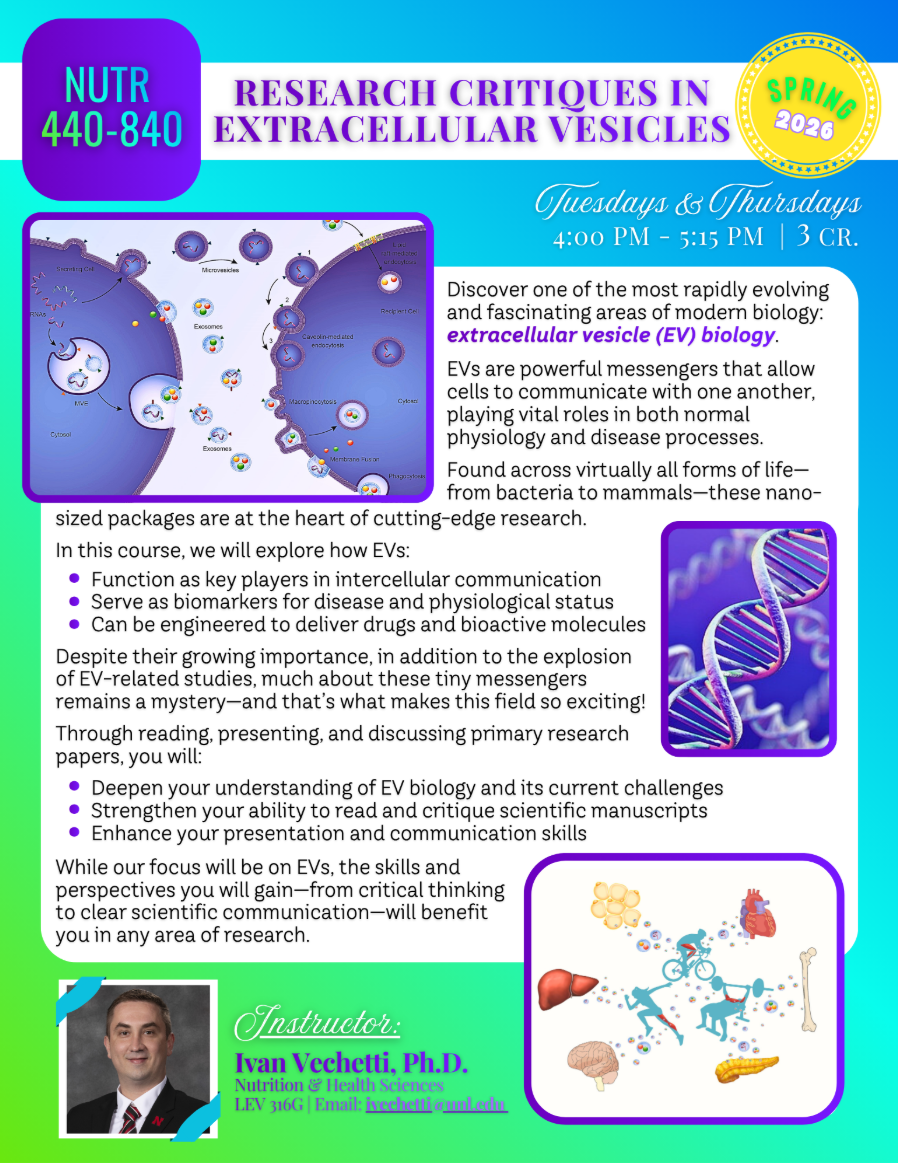 Description of a course, NUTR 440: Research Critiques in Extracellular Vesicles