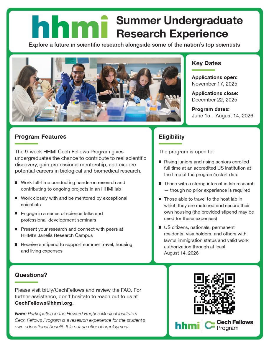 Research Experience Opportunity available to students in Summer 2026