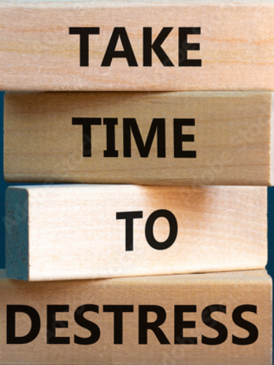 Blocks with the words Take Time to Destress