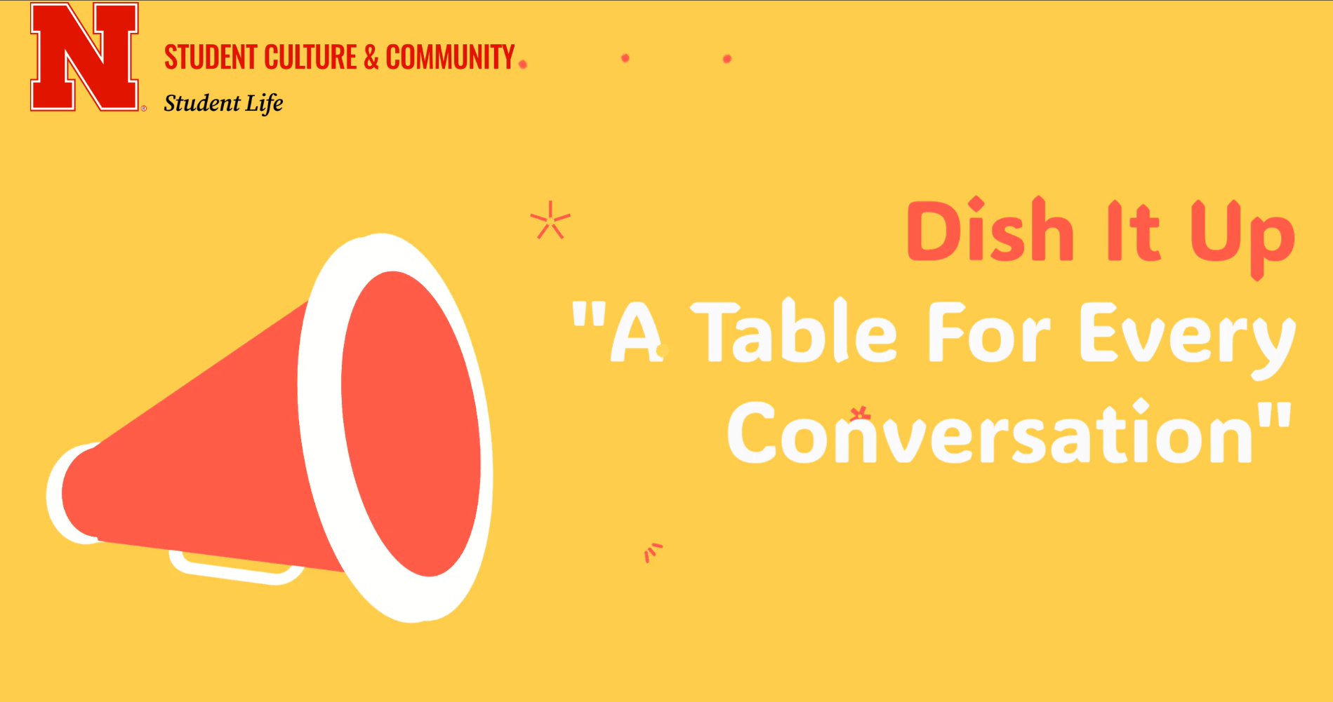 Promo banner with text: Dish It Up: A Table for Every Conversation