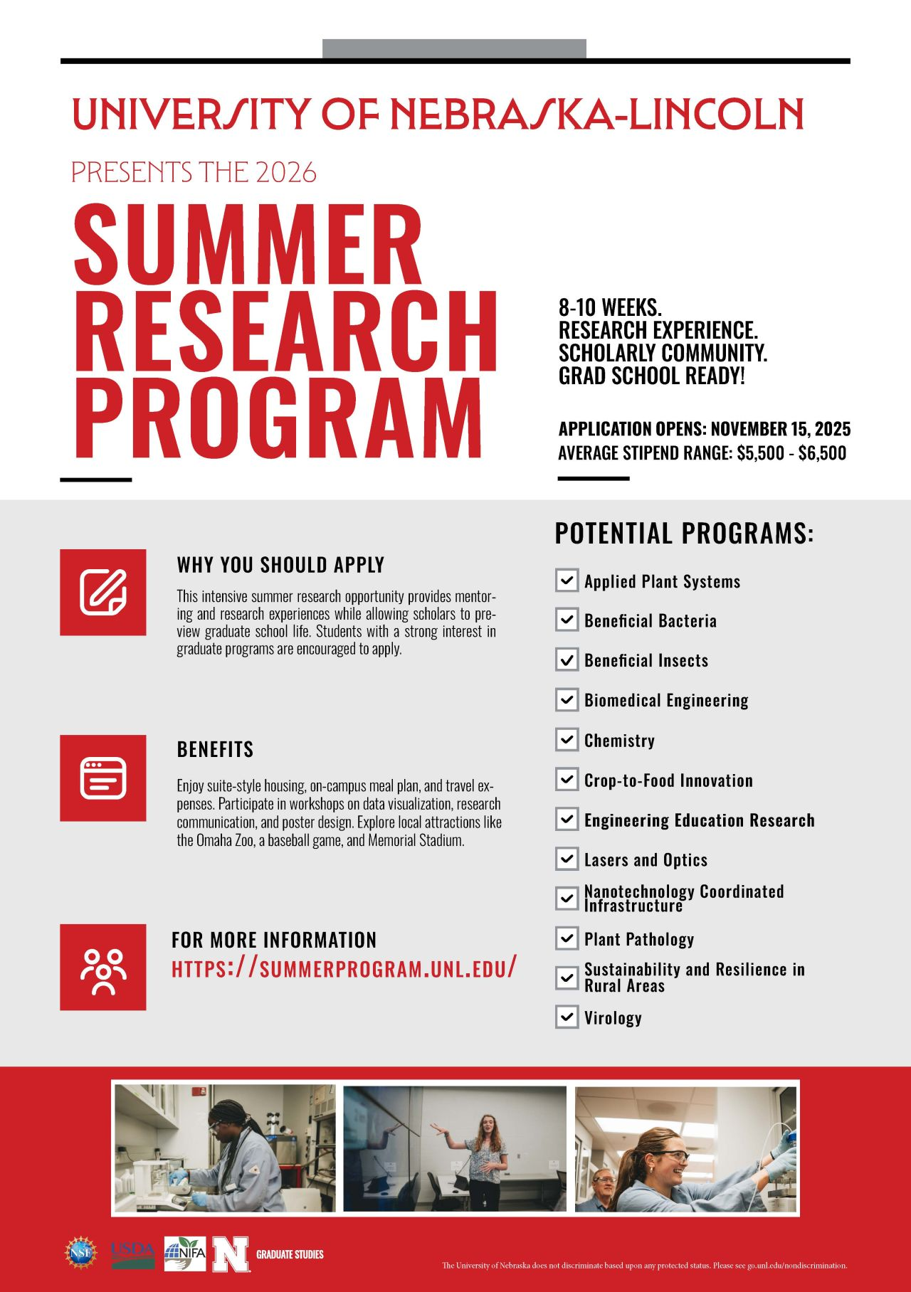 Summer Research Program Flier with Information