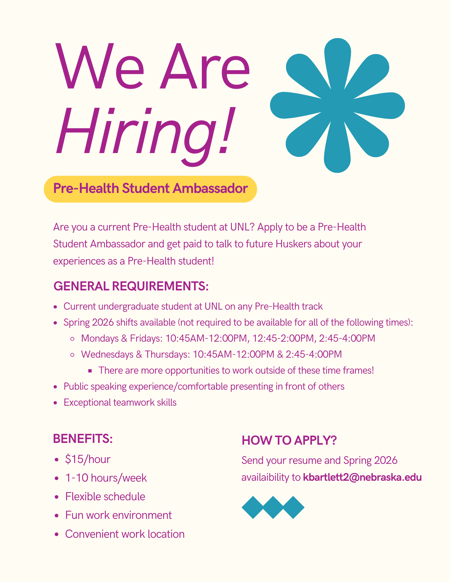 Flier with job details