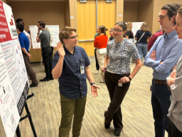 Student presenting research