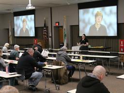 Extension Educator Kait Chapman presenting at a Commercial/Noncommercial Pesticide Applicator Training