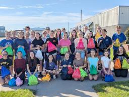At the October 4-H Teen Council club meeting, members compiled comfort kits to donate to the BraveBe Child Advocacy Center. Not all Teen Council members are pictured.