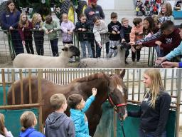 Extension Associate Elizabeth Thiltges presented the sheep session (top photo). Extension Associate Kate Pulec presented the horse session (bottom photo).
