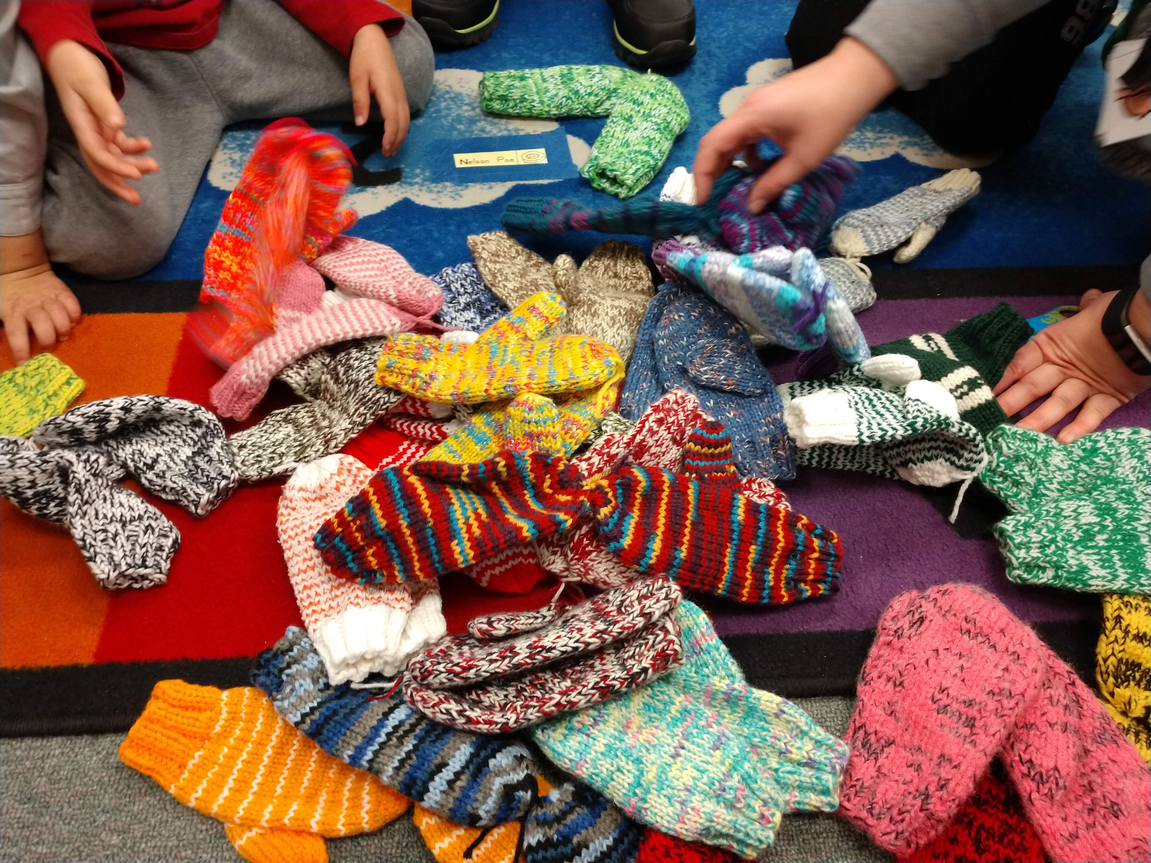 Some of the mittens given to Clinton Elemntary students by SNR Friend, Anne Mulligan, who has knitted over 5000 pairs of mittens. Check out the Lincoln Journal Star story to read more about it and see Anne.