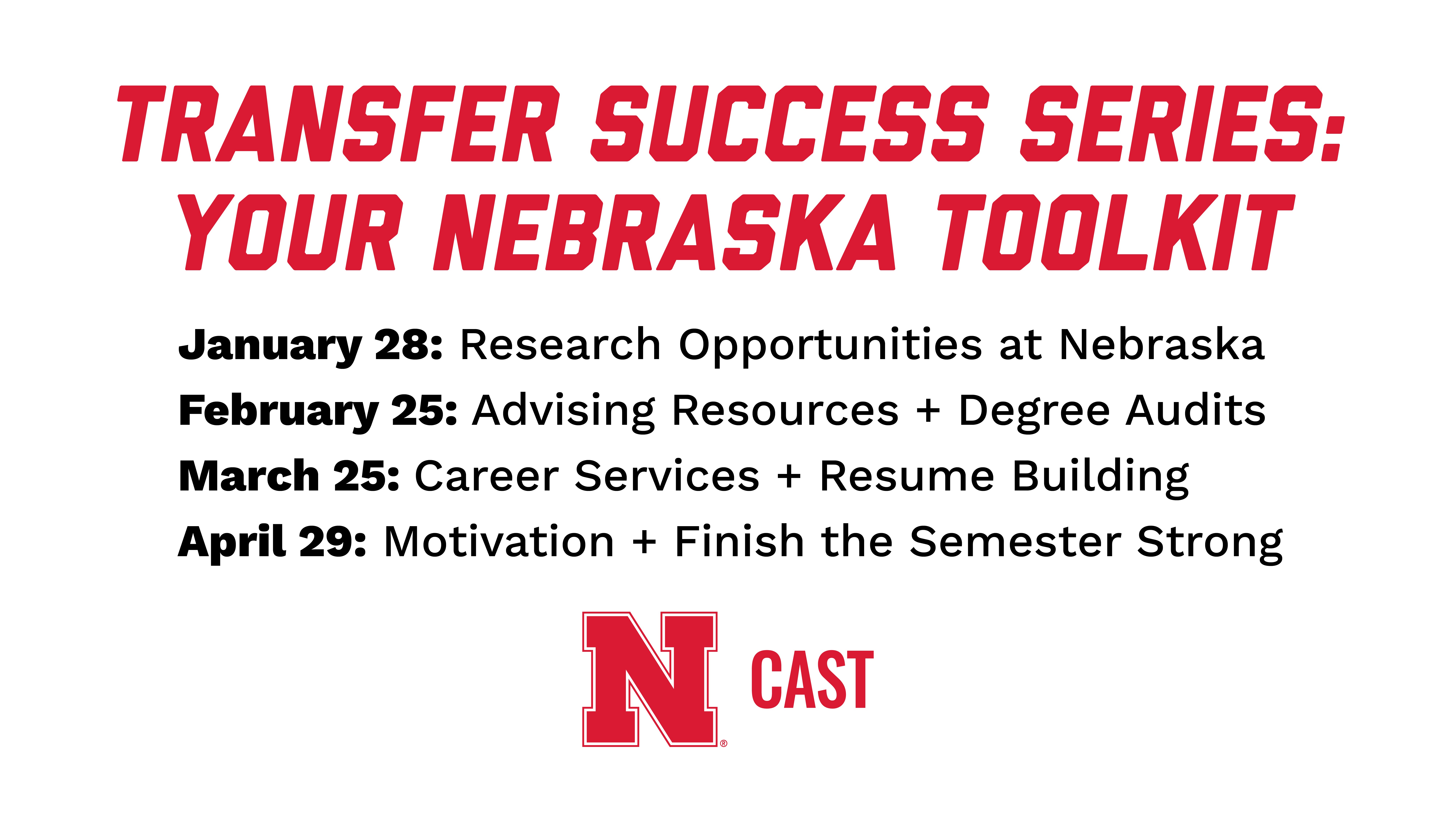 Graphic reads “Transfer Success Series: Your Nebraska Toolkit.”