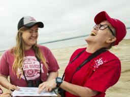 Mary Bomberger Brown (Right) with students at Cedar Point Biological Station