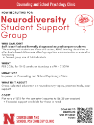 Flyer of Neurodiversity Student Support Group