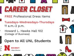 The Career Closet provides free, clean, gently used professional clothing to all students.