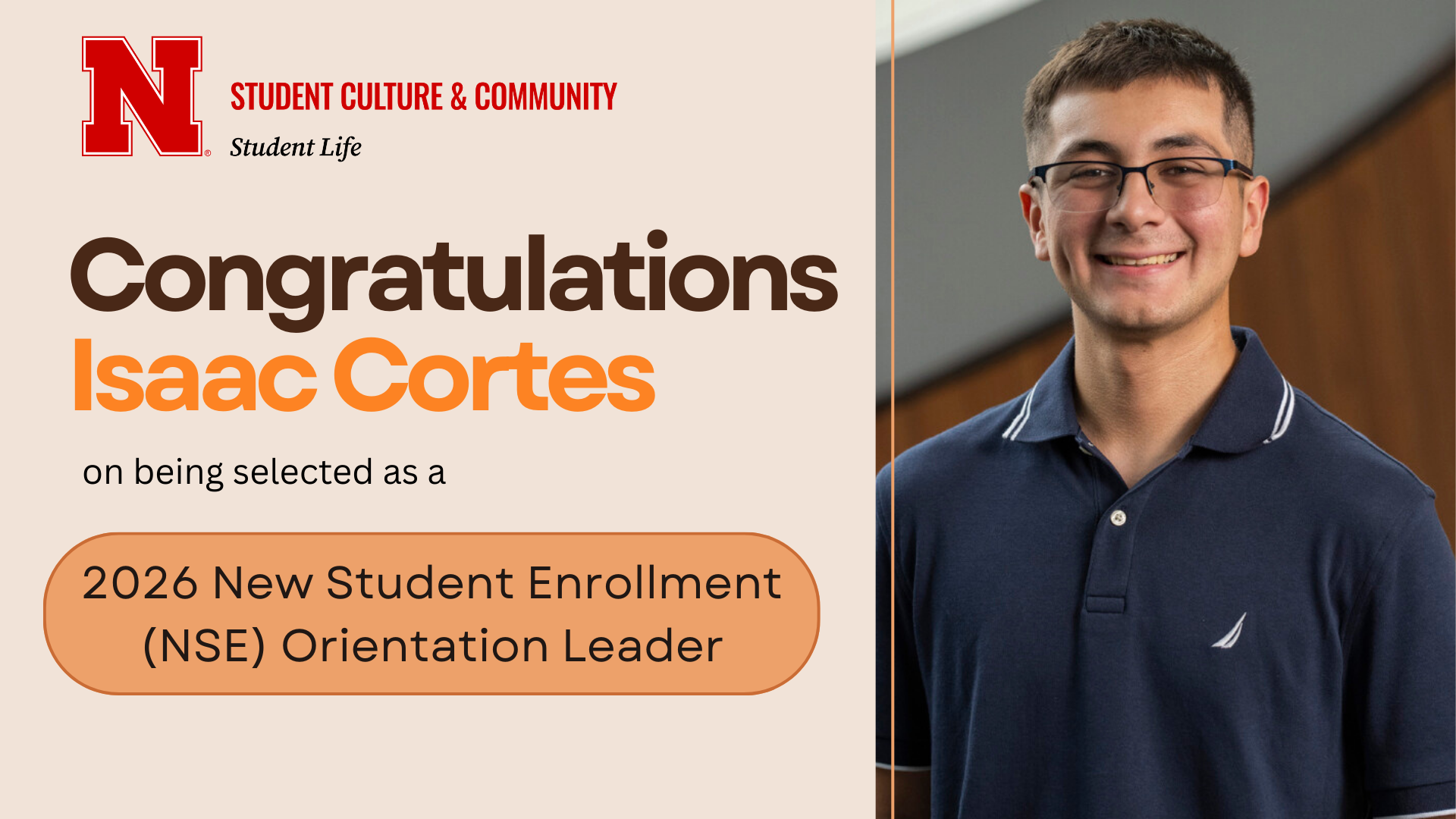 Photo of Isaac Cortes and a congratulatory message