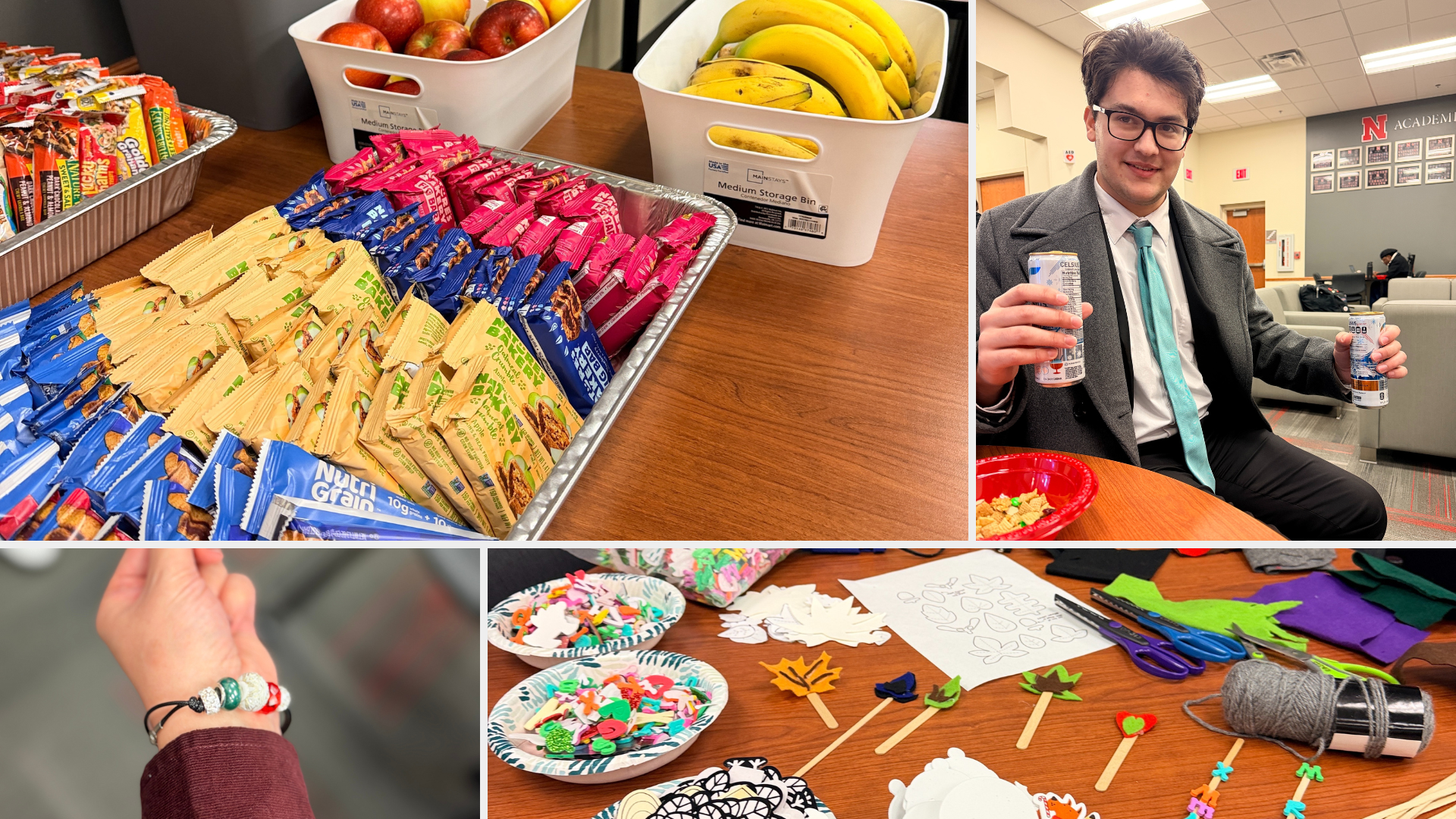 A photo collage showcasing different activities during the De-Stress Fest