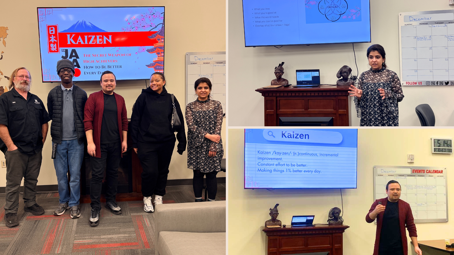 Photo collage with the highlights from the Kaizen & Ikigai Workshop