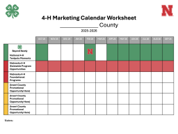 Nebraska 4-H Marketing Calendar Worksheet