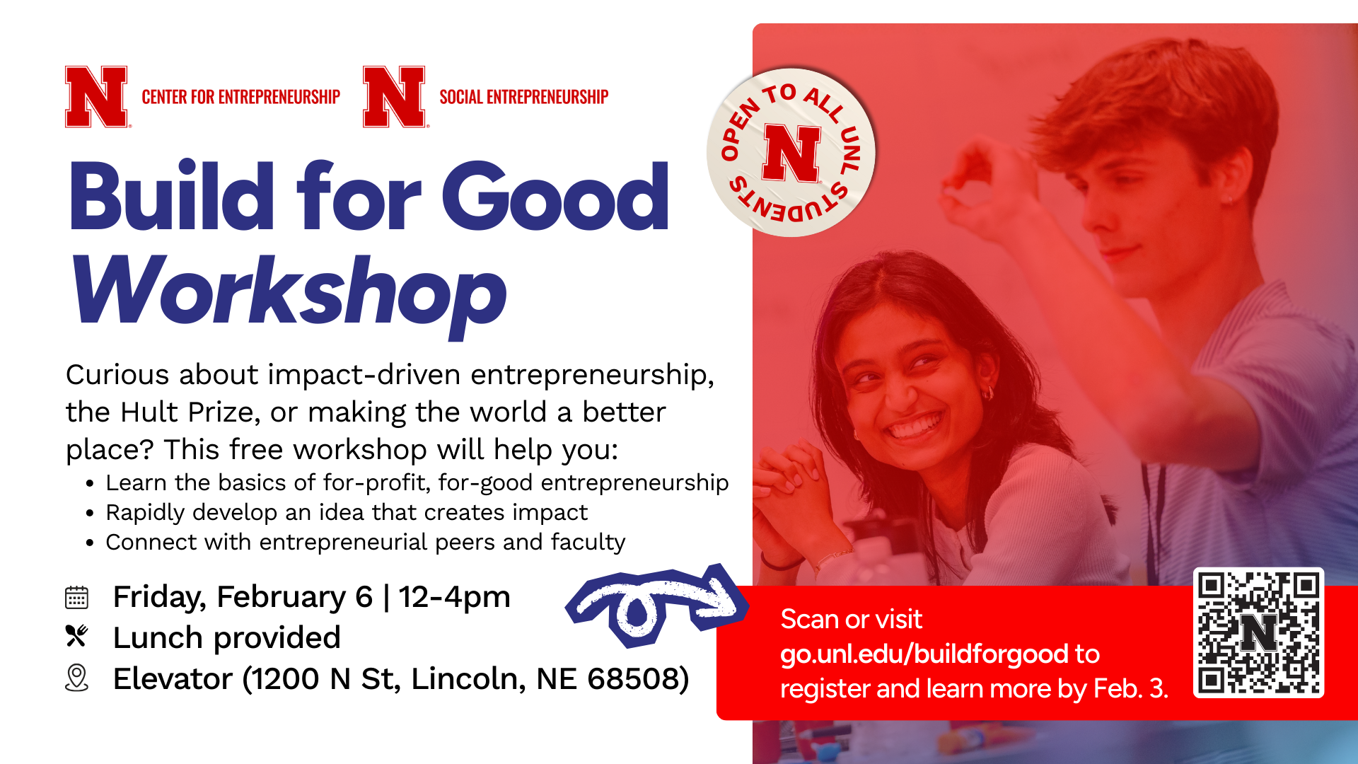 Explore impact-driven innovation and entrepreneurship at the Build for Good Workshop on Feb. 6