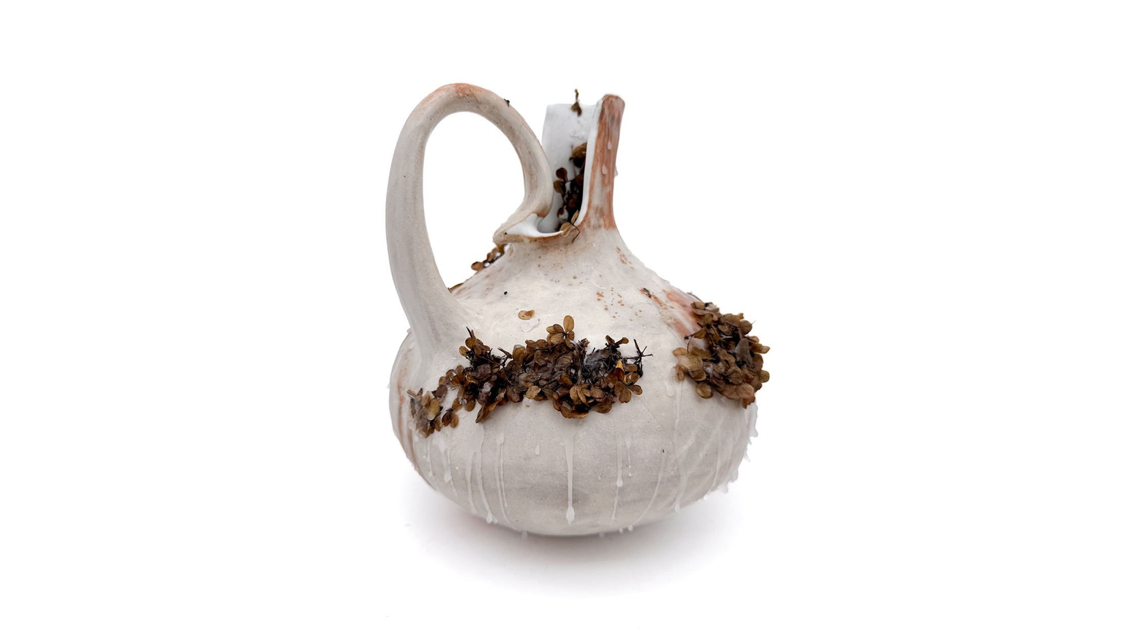 Marina Kushner, &ldquo;reaching within,&rdquo; ceramic, wax and found foliage, 2025.