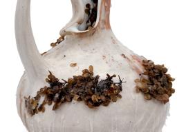 Marina Kushner, &ldquo;reaching within,&rdquo; ceramic, wax and found foliage, 2025.