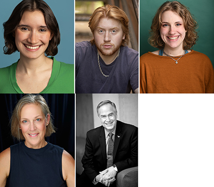 Clockwise from upper left: Dez Chavez, Samuel Landretti, Annie McClory, guest actor Kevin Paul Hofeditz and guest director Lori Adams.