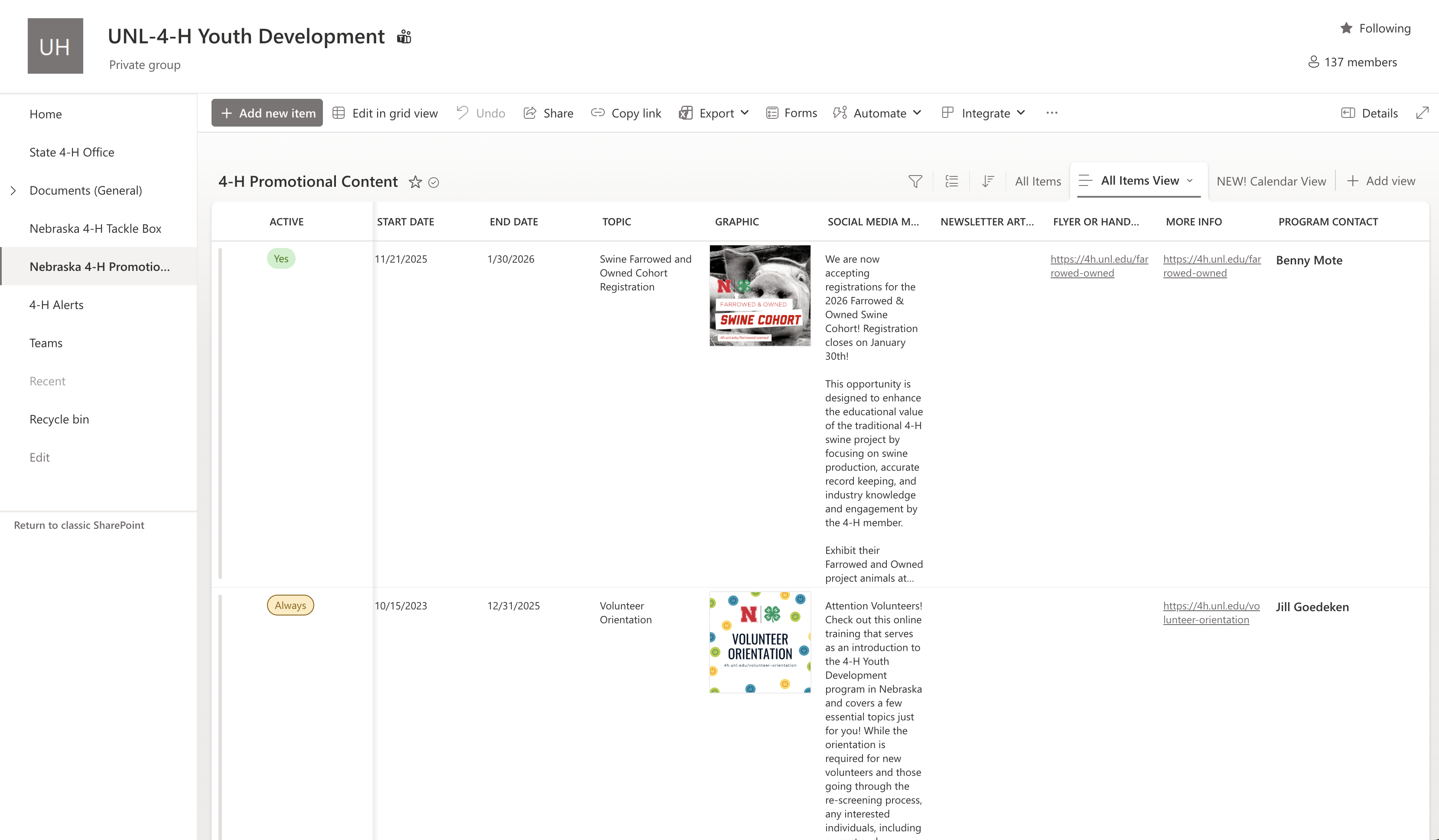 4-H Promotional Content View