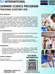 Summer Science Program - 6 week Teaching Assistant Job