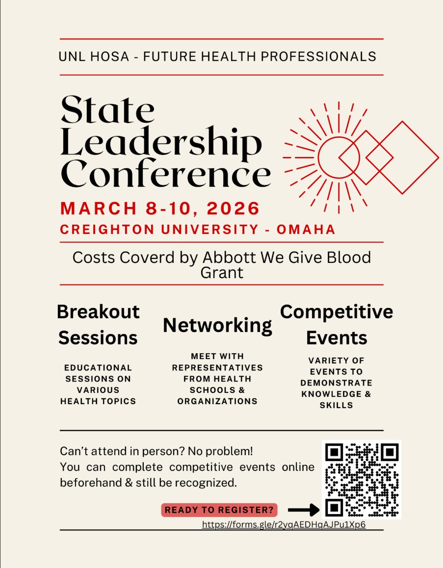 Flyer for the State Leadership Conference for Future Health Professionals in Nebraska