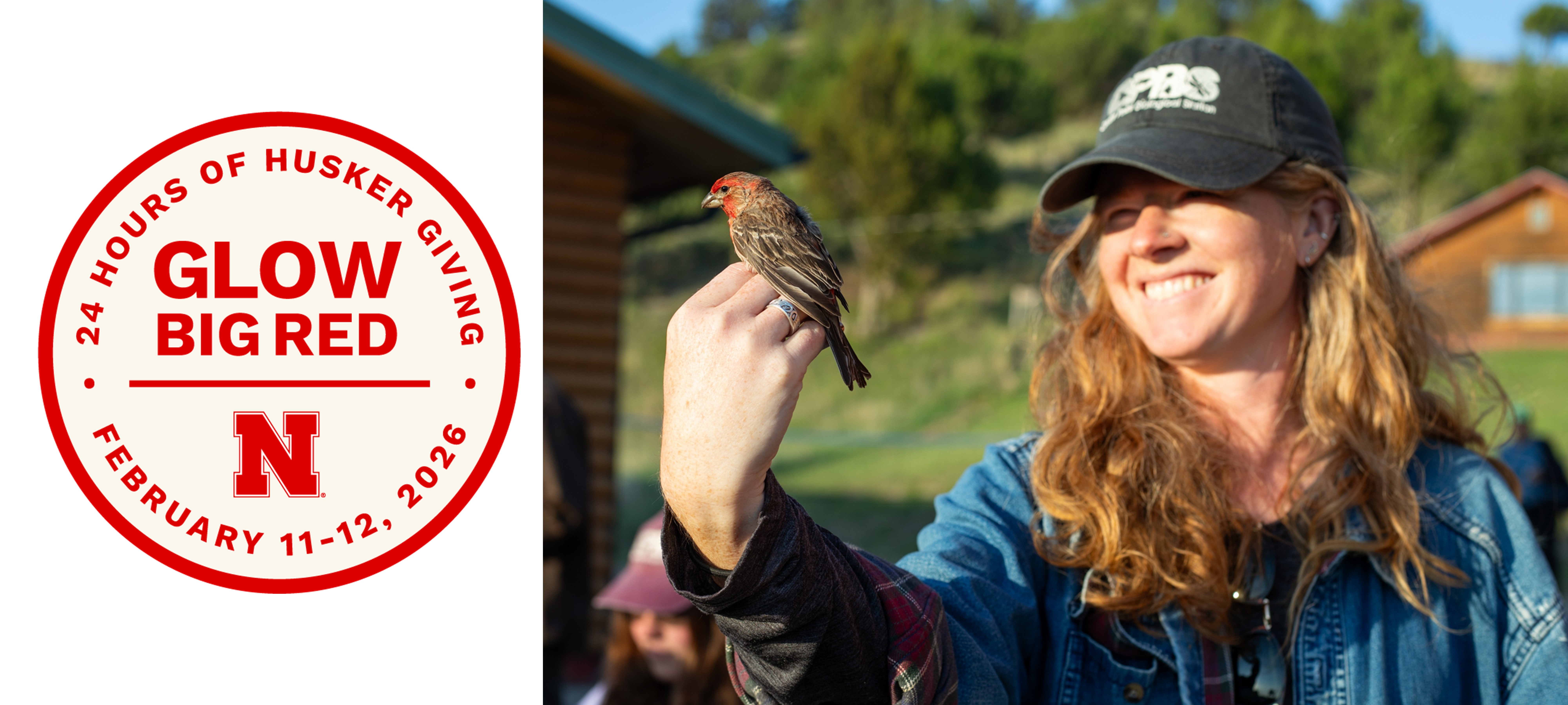 Allison Johnson demonstrating bird handling skills to students at Cedar Point Biological Station in the summer of 2025.  Photo by Carlee Moates.