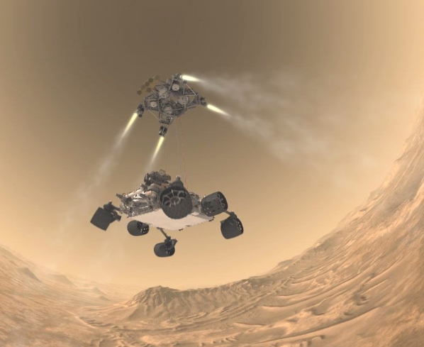 Still image taken from animation of Curiosity landing on Mars.