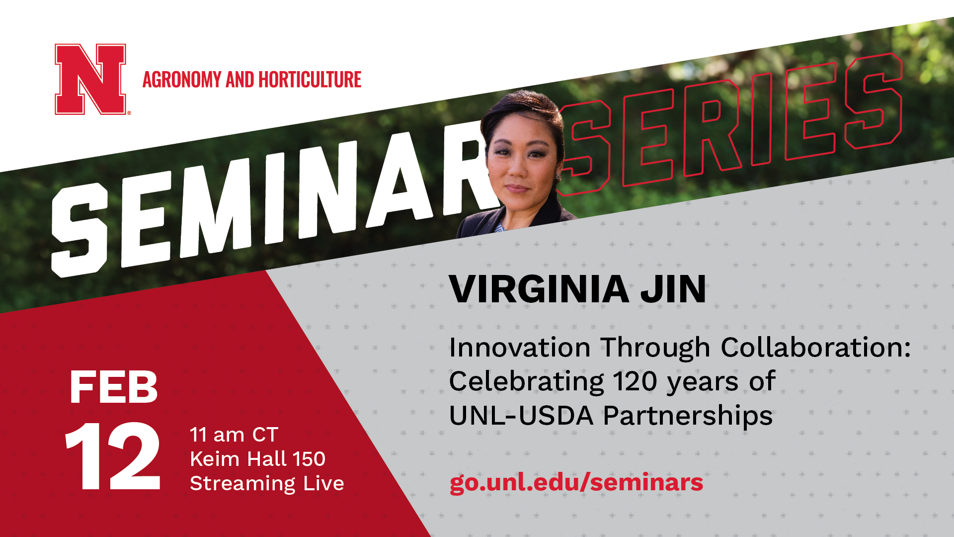 Virginia Din's seminar will be on Feb. 12 at 11 a.m. CST in Keim Hall, Room 150.