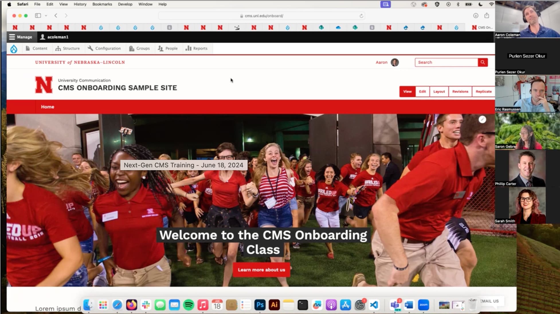 Screenshot of CMS training on Zoom