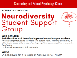 Neurodiversity Student Support Group flyer