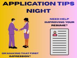 Come get feedback on your resume, nail the application, and enjoy a slice of pizza!