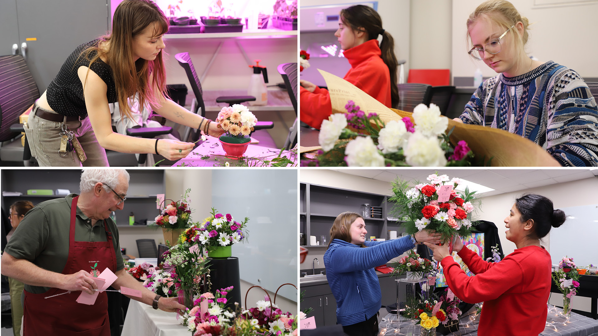 Floral Design II students and class instructor Stacy Adams prepare for and sell their floral arrangements during a pop-up shop Feb. 13.