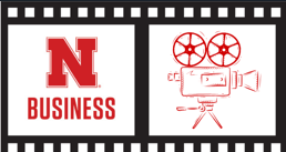 College of Business logo with a reel to reel movie camera picture