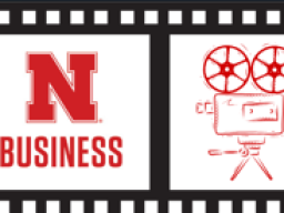 College of Business logo with a reel to reel movie camera picture