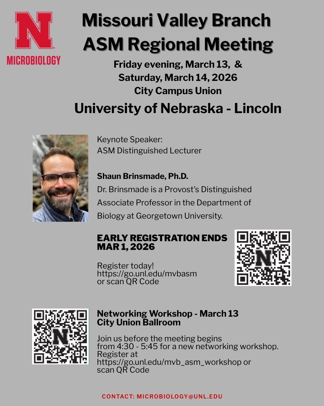Registration & Abstract Submission Open thru Feb 1, 26. Dr. Shaun Brinsmade, ASM Distinguished Lecturer to present.