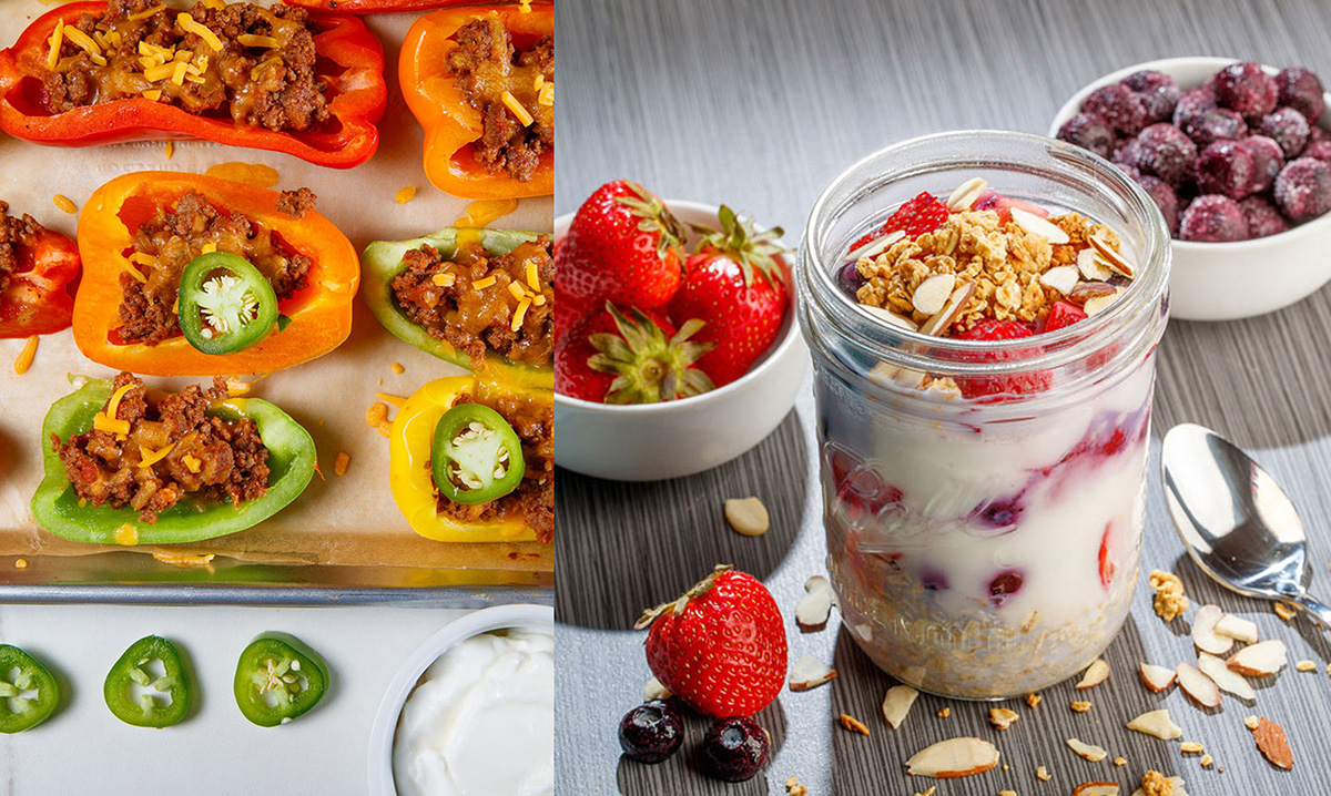 (L&ndash;R) Bell Pepper Nachos and Berry Good Overnight Oatmeal