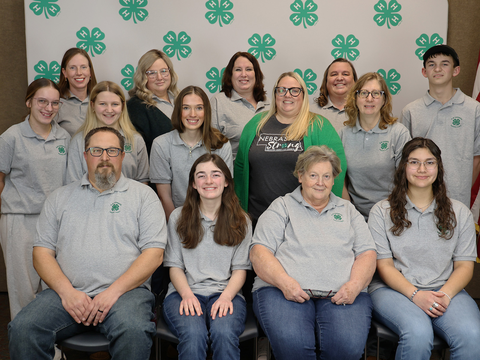 (Front row L&ndash;R) Russ Parrott, Rachel Koch, Marsha Prior, Emma Thomson; (middle row L&ndash;R) Emily Bauman, Helen Parrott, Tenley Bauman, Emalea Dean, Pam Cuttlers; (back row L&ndash;R) Kari Schepers, Analisa Peterson, Hope Bauman, Sara Hansen, Parker Hansen