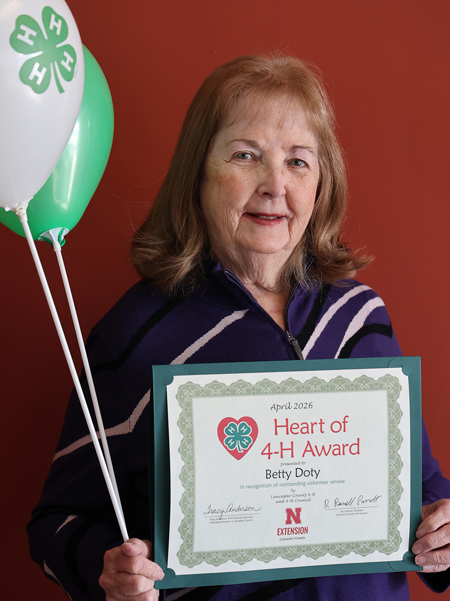 Betty Lou Doty, April Heart of 4-H Volunteer Award winner.