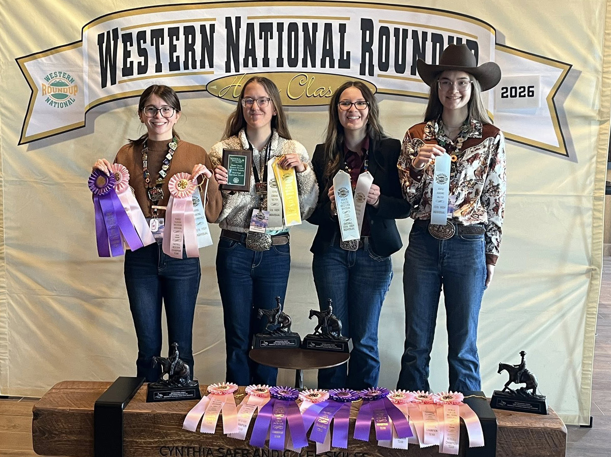 Horse Judging team (L&ndash;R): Savannah Nordmeyer, Liz Boshart, Katy Weaver and Avery Stohs