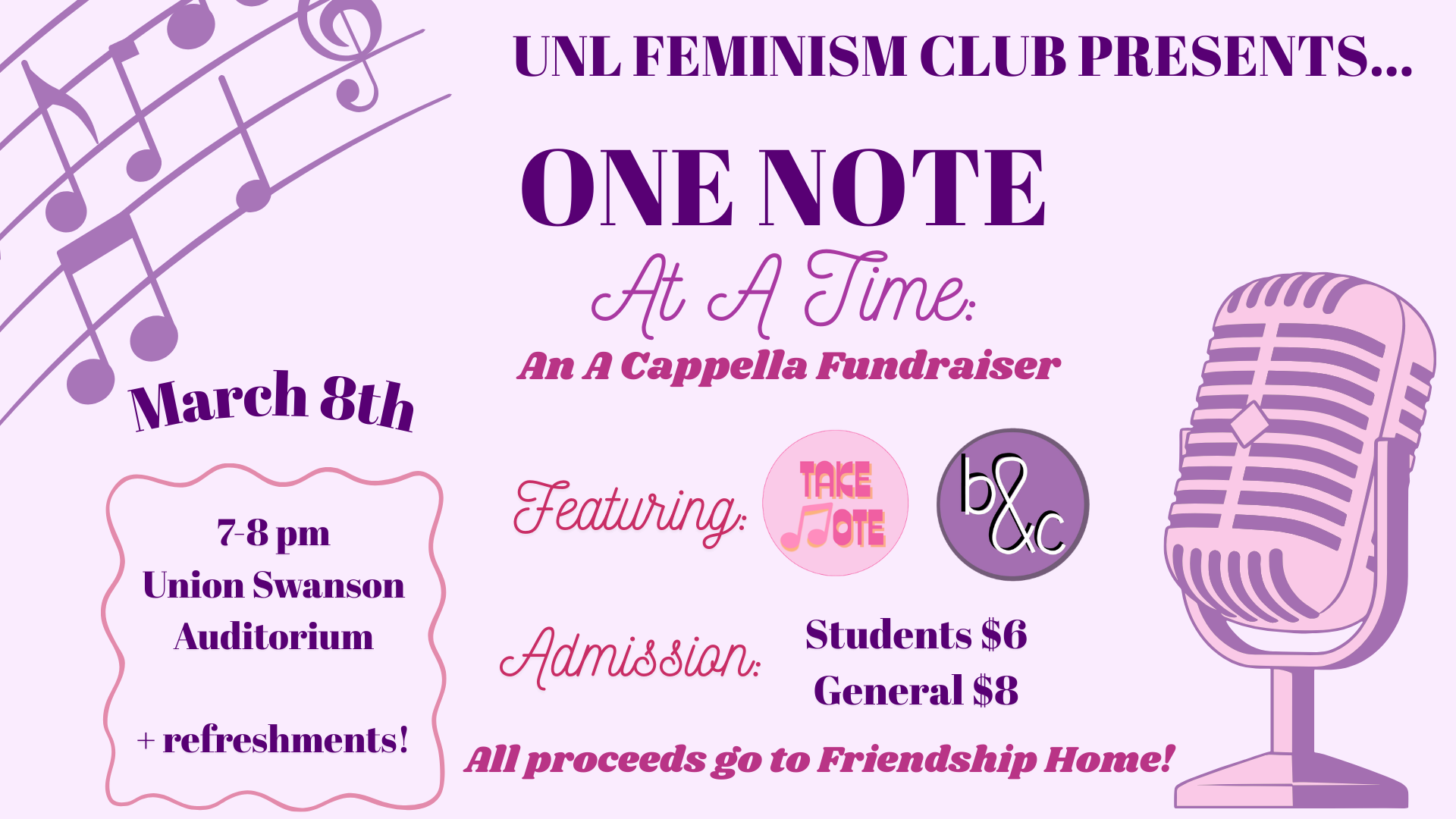 One Note At A Time: An A Cappella Fundraiser Flyer