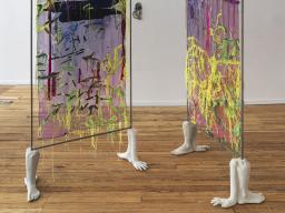 Sara Jimenez, &ldquo;Allegory of Continents&rdquo; (solo exhibition), 2025, textiles, cement, steel, ceramic, dimensions variable. 