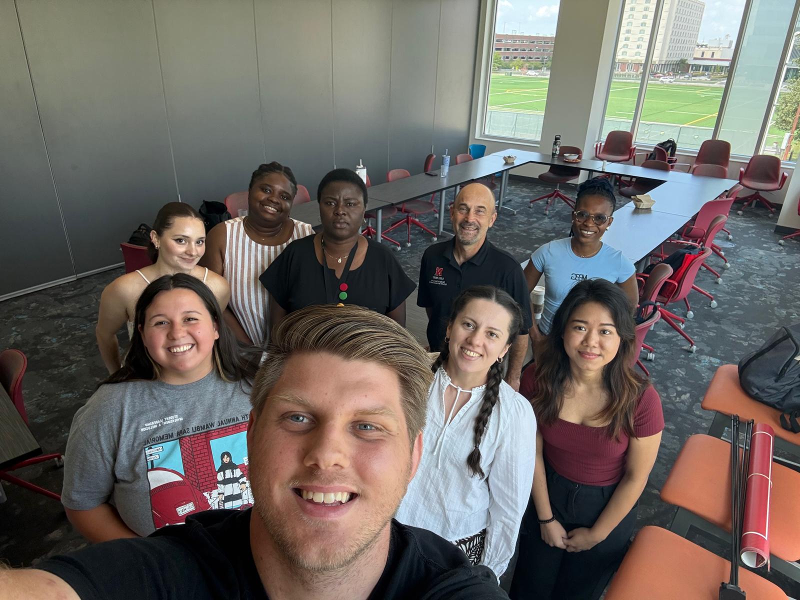 Students in the MA in Student Affairs Administration program with their instructor