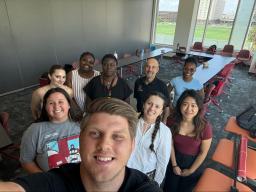 Students in the MA in Student Affairs Administration program with their instructor