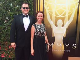 Tim Croshaw and his wife Shanna Starzyk at the Emmy Awards. Courtesy photo. Croshaw returns to UNL in April for Alumni Masters Week.