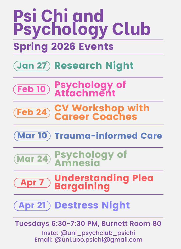Next PSYC Club Meeting is March 10 / Full Schedule