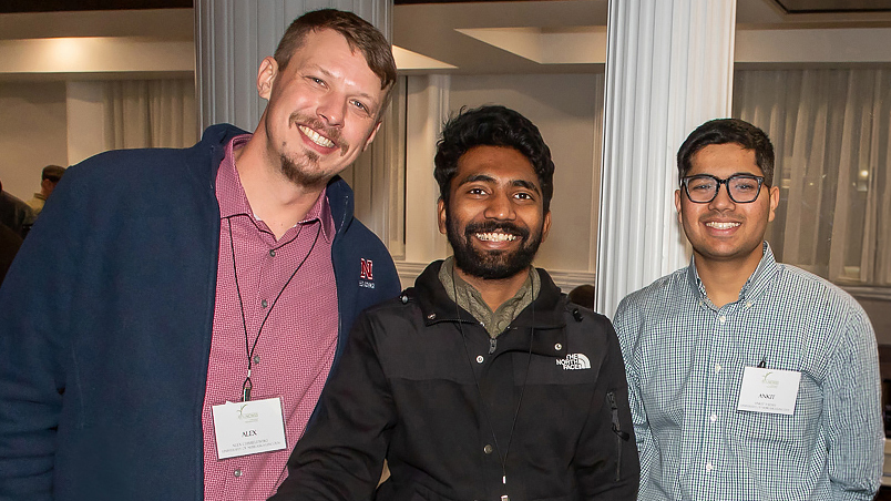 Agronomy and Horticulture graduate students (from left) Alex Chmielewski, Sai Suvidh Madela and Ankit Yadav attend the 66th Annual Weed Science Society of America meeting Feb. 9-12 in Raleigh, North Carolina.