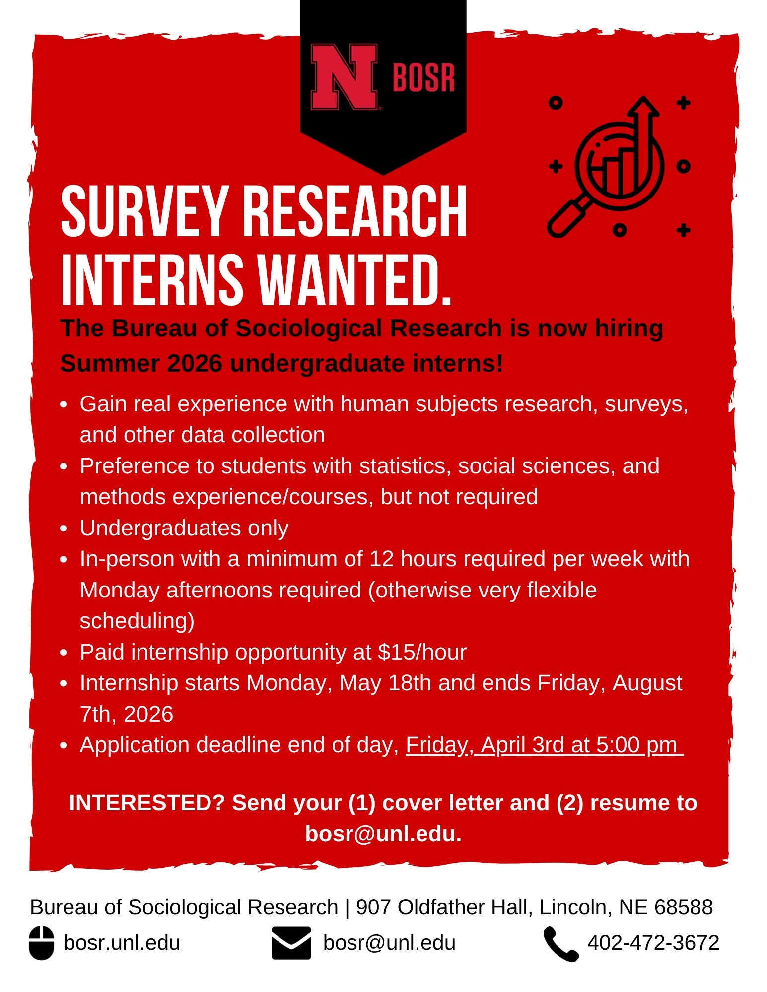 BOSR Survey Research Interns Flyer
